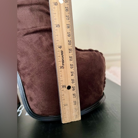 NIB Dolls Kill Current Mood Simmer Down Platform Boots faux Suede Back Zipper - Picture 5 of 15